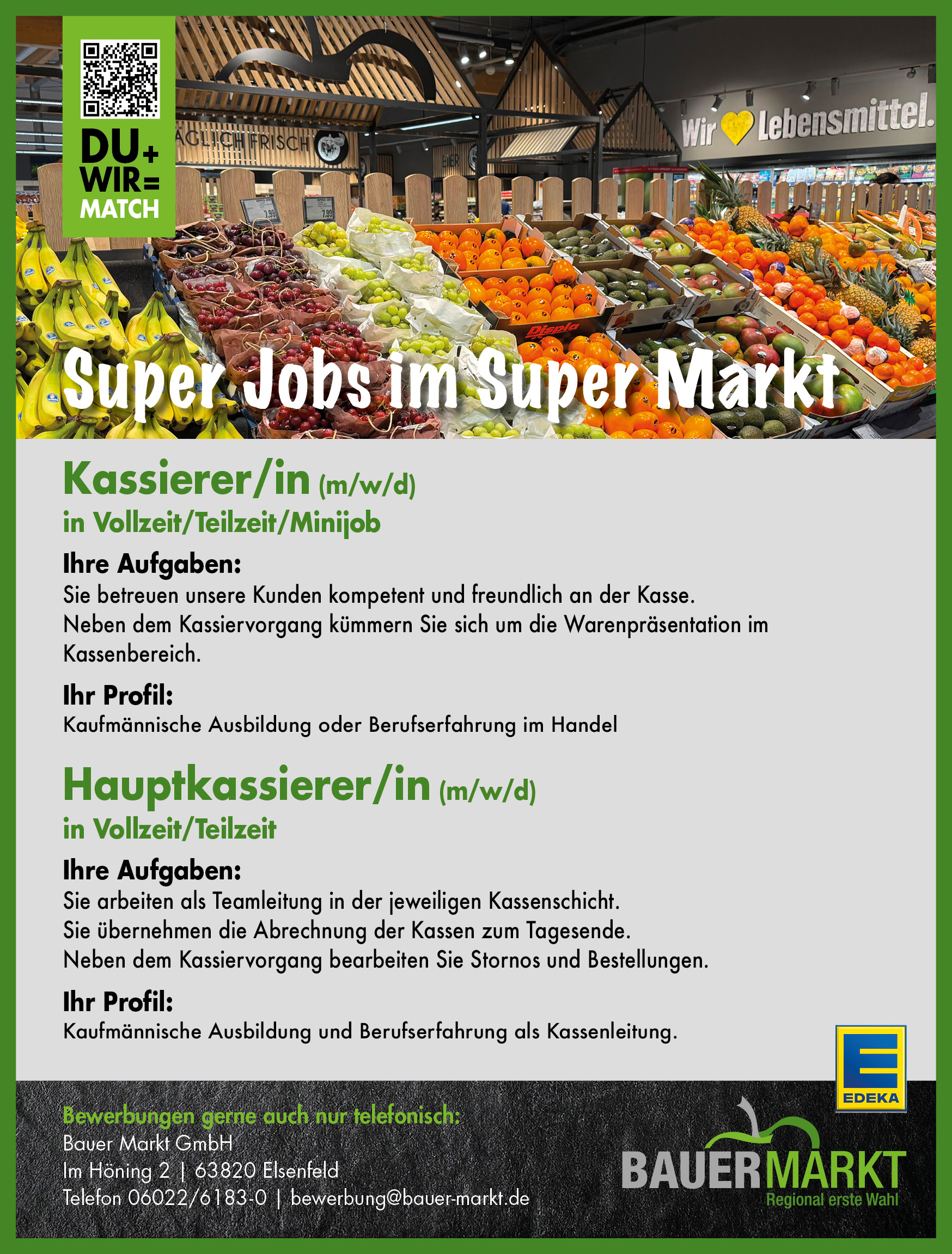 Stellenanzeige Kassierer*in